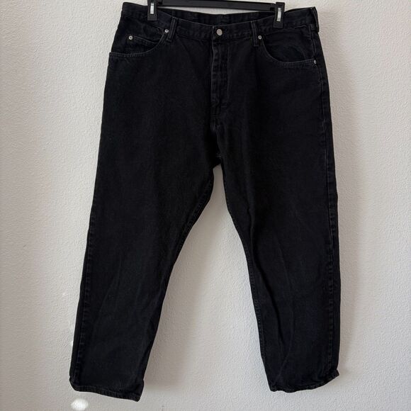 Wrangler Jeans Mens 40x30 Cowboy Cut Relaxed Fit Black Denim Western - Picture 1 of 6